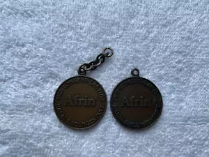 2 Vintage Advertising AFRIN Promotional Key Tags Keychain Ornate Metal Sun Dial - Picture 1 of 4