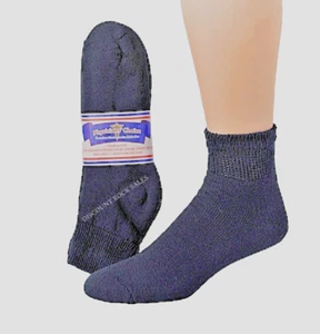 12 Pairs Mens Physicians Choice Cotton Diabetic Navy Ankle Socks USA Made - Picture 1 of 4