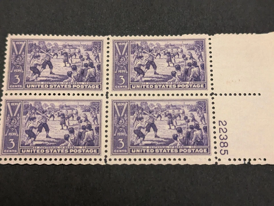 Centennial of Baseball 1839-1939 3 Cents Block of 4 Unused - Image 1 of 1