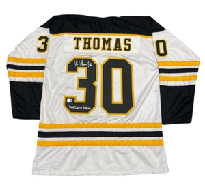 Tim Thomas Signed Boston Bruins Custom Jersey w/ 09 11 Vezina Beckett W BAS COA - Picture 1 of 3