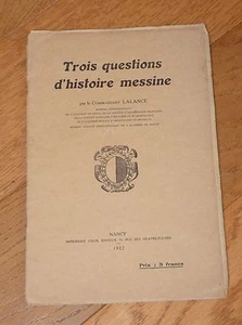 DREI FRAGEN DER GESCHICHTE MESSINA - COMMANDANT LALANCE - 1922 - Bild 1 von 3