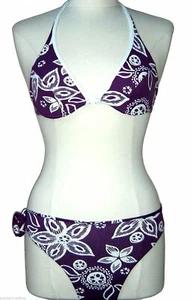 Triangel  Bikini  Badeanzug  Gr 36 38 S  40 42  M  lila weiß  Neckholder neu - Bild 1 von 1