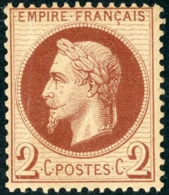 FRANCE 1862 MINT NH #30, 2c NAPOLÉON EMPIRE LAURÉ SIGNÉ CALVES !! R69 - Image 1 of 2