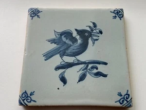 DARMOWA WYSYŁKA antyczna mała PŁYTKA MAKKUM Tichelaar Delft Holandia ptak 1 - Zdjęcie 1 z 3