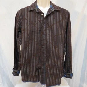 Eighty Eight Platinum Contrast Collar Cuffs Brown Shirt Velvet Side  Sz L - Picture 1 of 3