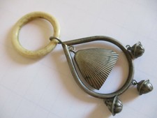 ANTICO VECCHIO SONAGLIO BAMBINO CAMPANELLO campanellini vintage baby rattle
