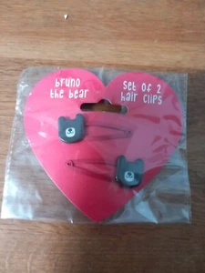 Cute Rex London BRUNO THE BEAR HAIRCLIPS (SET OF 2) - Picture 1 of 3
