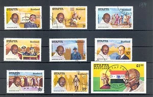 ENGLAND LOCAL STAFFA SCHOTTLAND ----1 x BLOCK + 8 x ST.---GEBRAUCHT -SEHR GUTER ZUSTAND -GANDHI - Bild 1 von 1