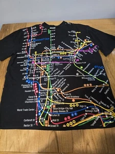 NYC Subway Line XL Black Tshirt Brooklyn Manhattan New York Vtg - Picture 1 of 8