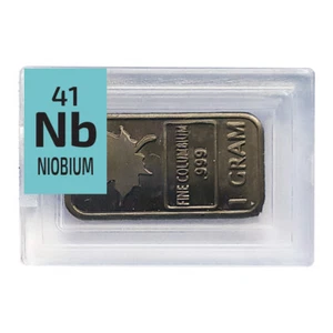 1 Gram Rare Maple Periodic Element Bar Columbium/ Niobium Metal in Element tile - Picture 1 of 2