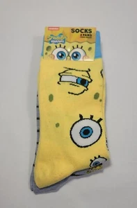 Two Pairs of Sponge Bob Crew Length Socks for Men Large Shoe Sizes 8-12 - Picture 1 of 3
