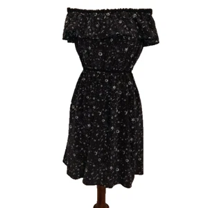 The Kooples Black Tattoo Print Off the Shoulder Silk Dress Witch Size Small - Picture 1 of 7