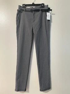 Papaya Dress Pants Womens size M skinny ankle stretch geometric black/White New - Picture 1 of 15