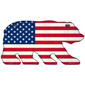 Letrero de placa con forma de oso de metal bandera americana para puerta de pared - Imagen 1 de 1