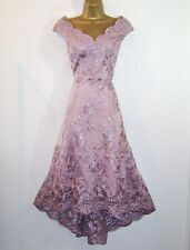QUIZ BEAUTIFUL BLUSH EMBROIDERY DESIGN DIPPED HEM EVENING PARTY DRESS SIZE 14