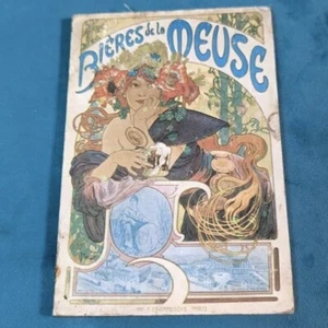 Poster vintage anni 50 Alphonse Mucha Art Nouveau su tavola di legno arredamento retrò casa - Foto 1 di 6