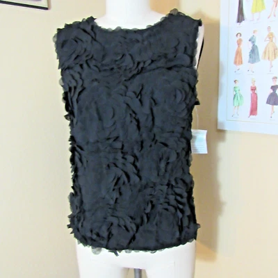 Nuevo con etiquetas Top D&Y para mujer negro sin mangas con apliques florales 3D talla grande Foto 1 de 4