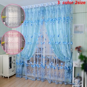 Door Floral Pattern Voile Net Sheer Curtains Panel Home Room Decoration