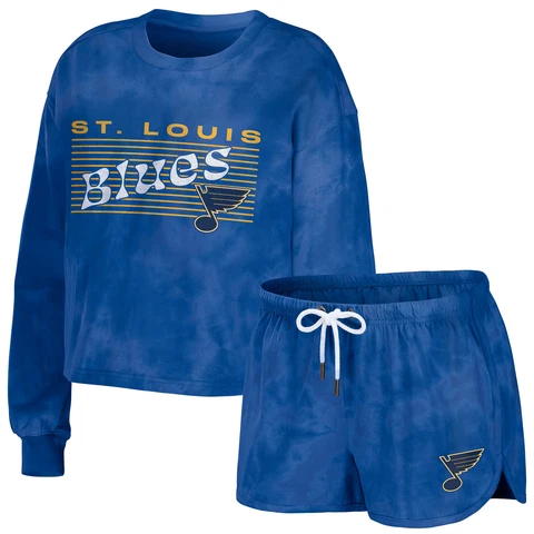 Women's WEAR by Erin Andrews Blue St. Louis Blues Tie-Dye Cropped Pullover Cover