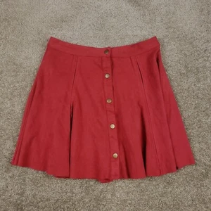 Design Studio Lord & Taylor Snap Button Faux Suede Skirt Sz M Womens Red Soft - Picture 1 of 8