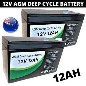 2 X 12V 12Ah AGM Deep Cycle Battery SLA Alarm Bike Solar Power Camping Marine - Picture 1 of 4