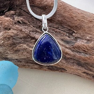 925 Sterling Silver Lapis Lazuli necklace Pendant gemstone womens jewelry - Image 1 of 4
