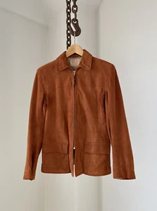 VTG 60s Field + Stream SUEDE LEATHER Zip-Up Jacket Womens Medium Brown USA - Picture 1 of 13