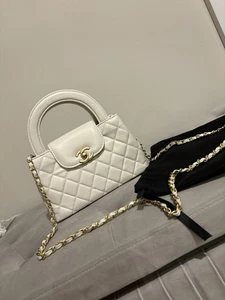 Kelly white Quilted Chain top handle Bag small Nano brand new - Picture 1 of 6