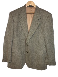 Vintage Gio Brassero Webblazer Seide/Wolle creme/oliv/schwarz 2 Knöpfe Größe 44R - Bild 1 von 10