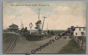 NYO&W Railroad Train Station Depot WINWOOD PA Wayne County Pennsylvania Postcard - Picture 1 of 2