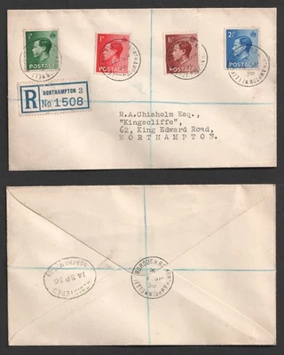 1936 KEVIII FDC. Full Set, 1d 14 Sept Wellingborough Northampton First Day Cover - Image 1 of 3