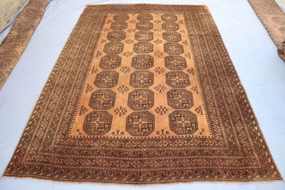 Alfombra antigua de la década de 1950 6'6x9'2 pies alfombra de terracota silenciada alfombra de dormitorio afgana hecha a mano Foto 1 de 4