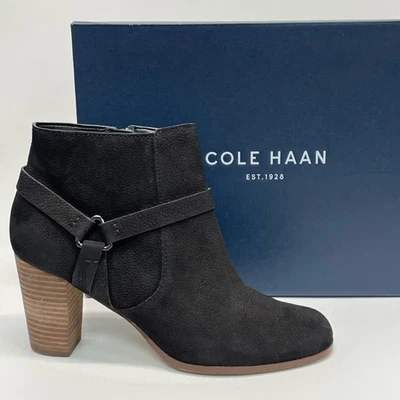 Botines Cole Haan para mujer talla 9 negros con estampado de animales con cremallera Foto 1 de 4