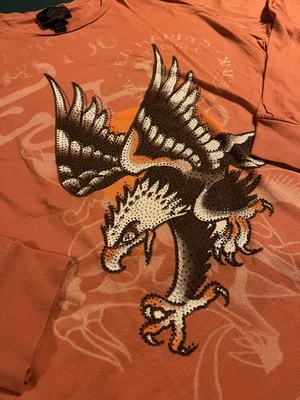 NEW Ed Hardy Jeweled Metallic Eagle Long Sleeve T-Shirt 2XL Tattoo Ink Colorful  - Image 1 of 4