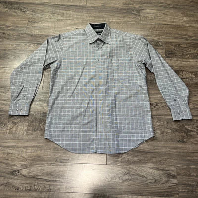 PAUL FREDRICK GREY BLACK Plaid 16x34 Tailored Fit Cotton Dress Shirt - Image 1 of 4