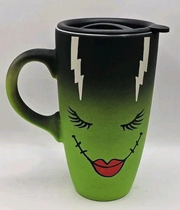 Cobwebs & Cauldrons Matte Green Bride of Frankenstein Ceramic Travel Mug - Picture 1 of 5