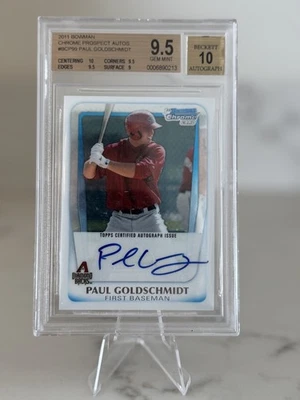 2011 1st Bowman Chrome Paul Goldschmidt RC BGS 9.5 Auto 10 New York Yankees - Image 1 of 2