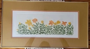 Signed Joy Jerviss Colored Etching Flower Garden Framed Northport NY Artist - Picture 1 of 16