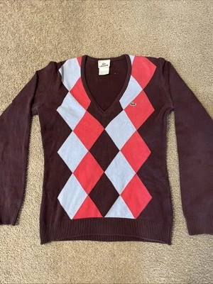 Suéter a Cuadros Cuello B Lacoste Hecho en Francia De Colección, Etiquetado 38, Se Adapta a Hombres XS Foto 1 de 4