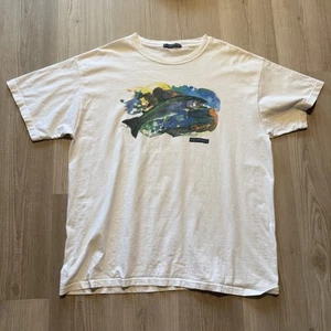 Men's Vintage 90's Exoficcio Rainbow Trout Fish Painting White Tee Shirt Sz XL - Picture 1 of 4