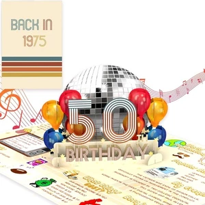 50th Birthday Card with Lights and Music - Vintage 1975 Pop Up Card with Lights - Picture 1 of 8