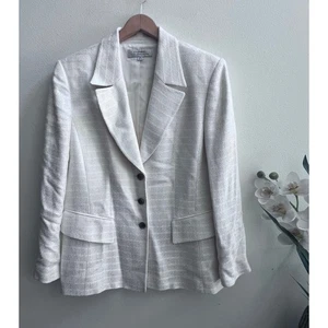 Vintage Tahari Arthur S. Levine Wollmischung Tweed Creme Blazer Goldknopf Gr. 18 - Bild 1 von 8