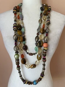3 collares boho largos vintage con cuentas a mano Chico’s JonesNY Mix It Up - Imagen 1 de 7