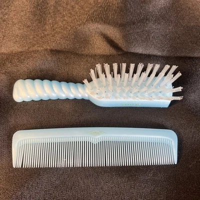 NEW Vintage Stanley #161 Baby Hairbrush and Comb BABY BLUE Nylon Bristle NOS - Image 1 of 4