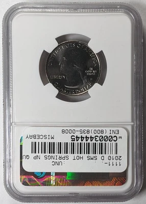 2010 D SMS Hot Springs NP Quarter NGC MS 67 - Image 1 of 4