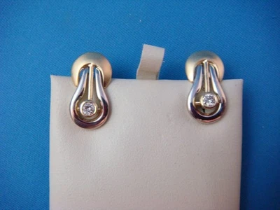 INUSUALES PENDIENTES COLGANTES DIAMANTES 14 KT 2 TONOS CON CERRADURAS DE SEGURIDAD 6,7 GRAMOS Foto 1 de 4