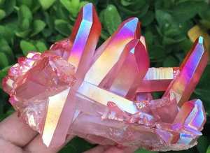 Racimo de curación de cristal chapado en titanio cuarzo aura llama roja 465 g ip0589 - Imagen 1 de 10