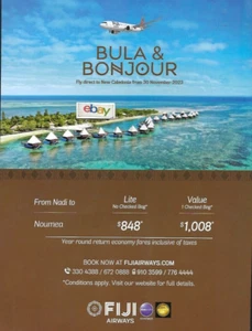 FIJI AIRWAYS BULA & BONJOUR NOUMEA NEUKALEDONIEN NACH NADI FIJI 737-800 JETS AD - Bild 1 von 1