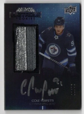 2021-22 UD Black Lustrous Rookie Autograph Patch Auto Cole Perfetti 08/75 - Image 1 of 2