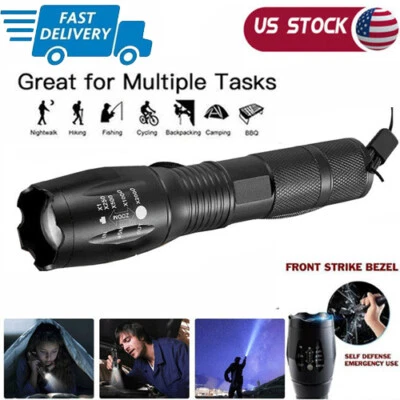 Torcia LED militare tattica super luminosa campeggio esterno casa lavoro luci - Immagine 1 di 4